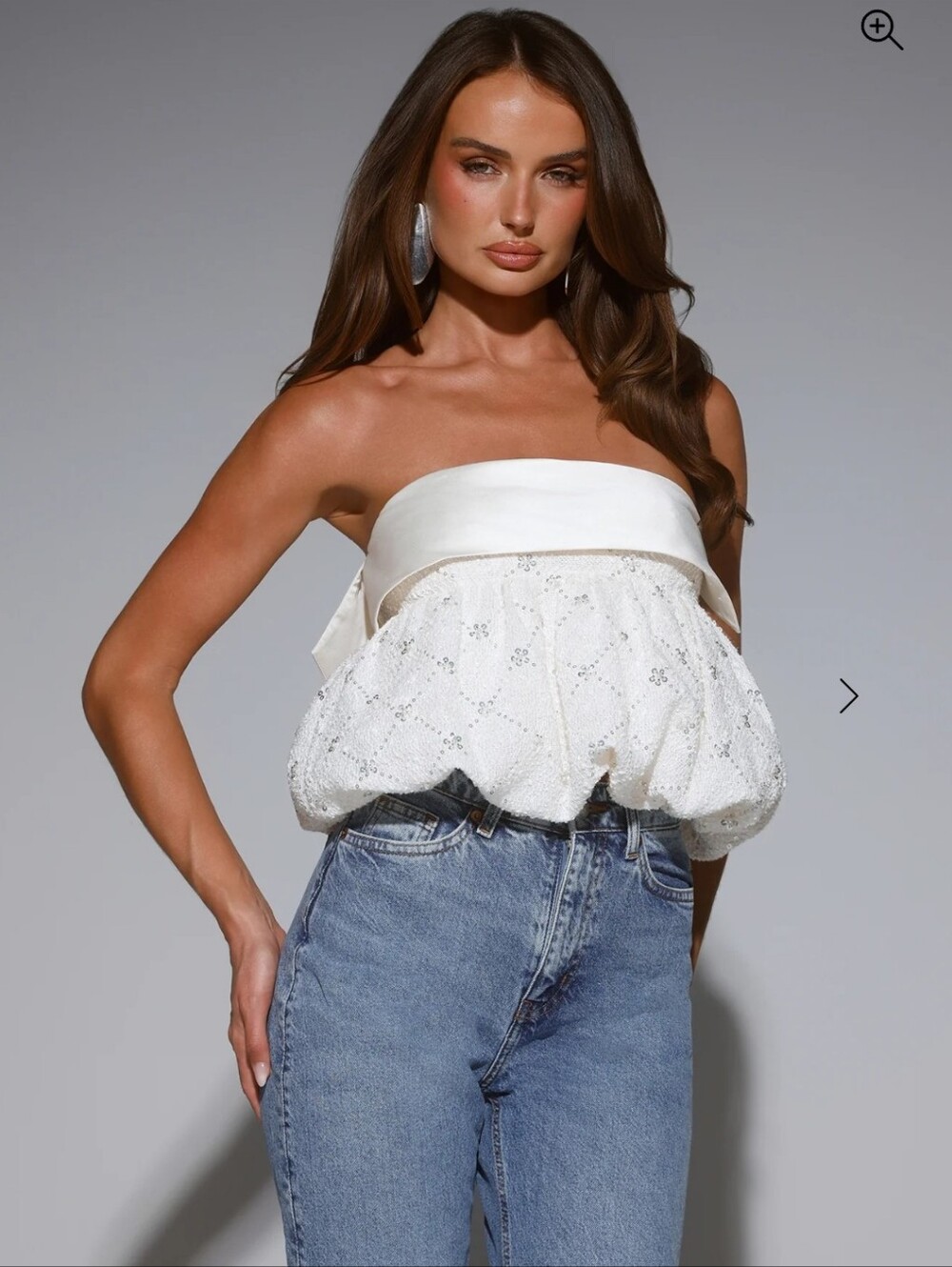 Hello Molly Sparkle Like Stars Strapless Top Cream